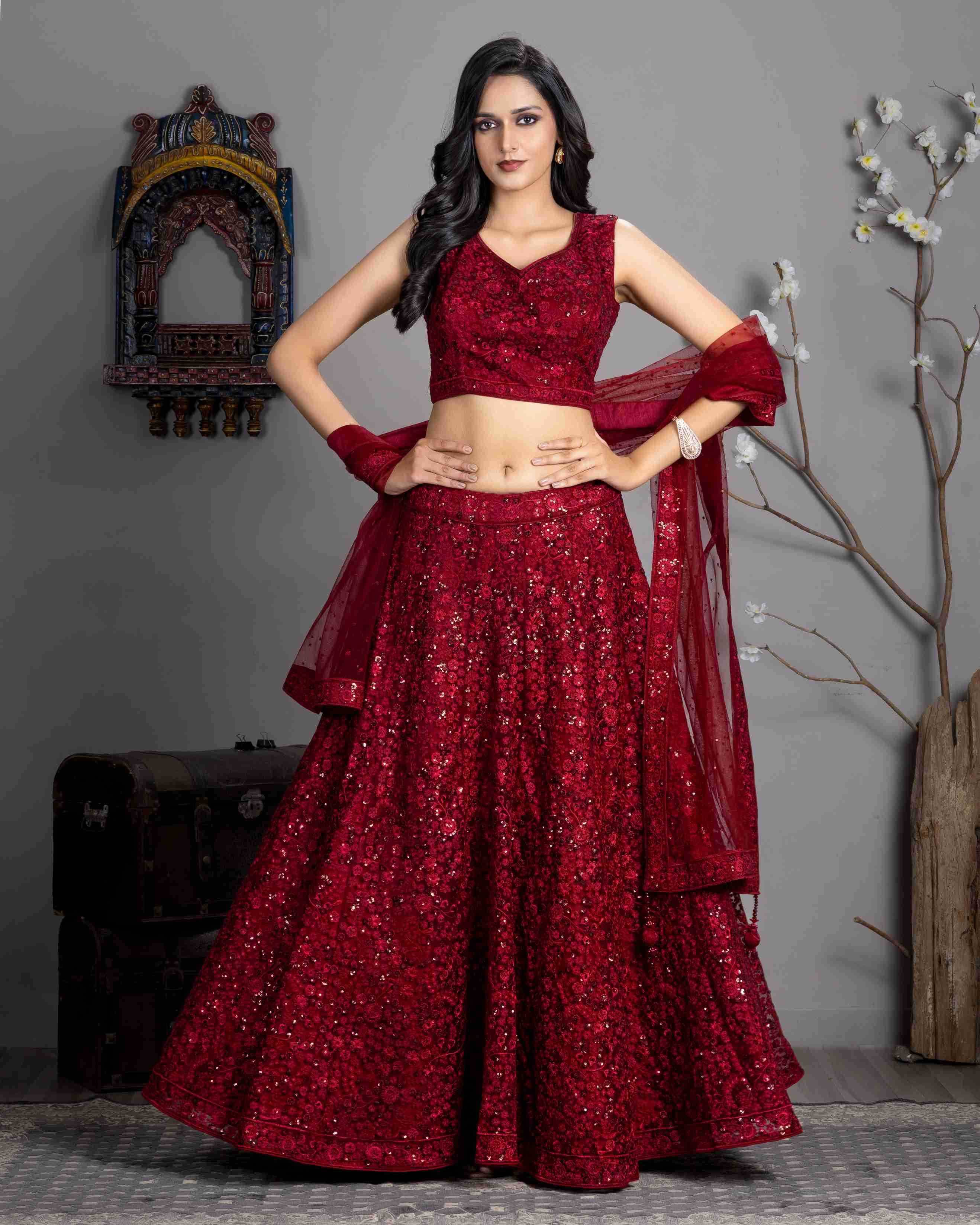 Butterfly Net Lehenga Choli Reception Outfit for Women - MYLUXURY LANE ENTERPRISE